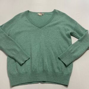 Label + Thread Women’s Green V Neck Cashmere Pullover Sweater Size Medium